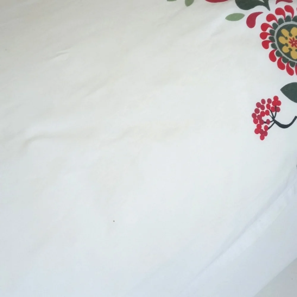Bohemian Cream w/ Red Yellow Dutch Floral Motif Tasseled Pillow Sham Cover Queen
